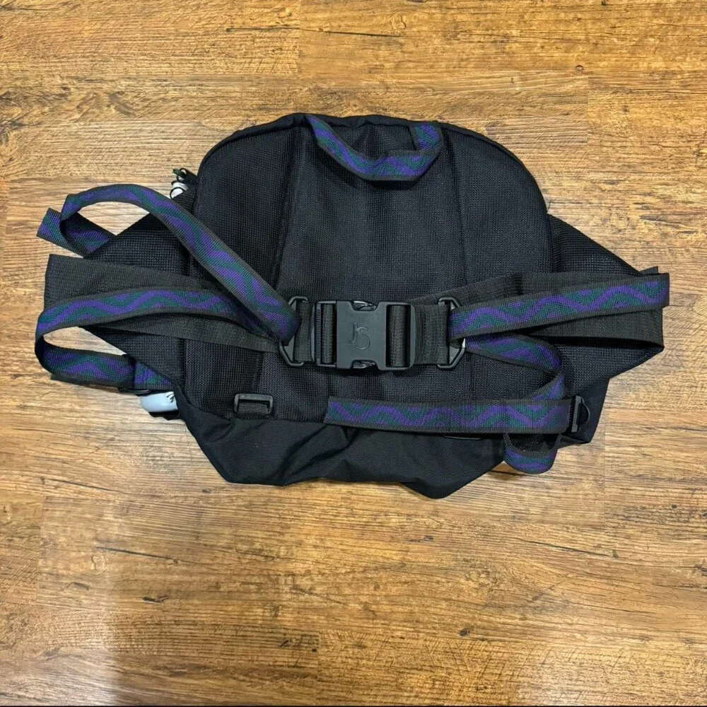 Vintage JanSport Black Large Outdoor Hiking Fanny Pack Waist Bag w/ Water Bottle